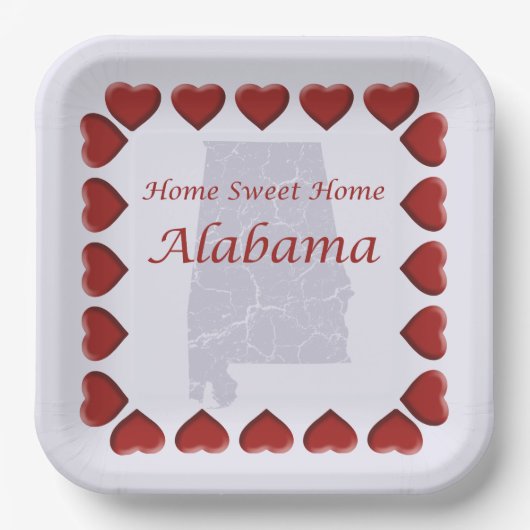 Alabama Home Sweet Home 9" Papieren Bordje (Voorkant)