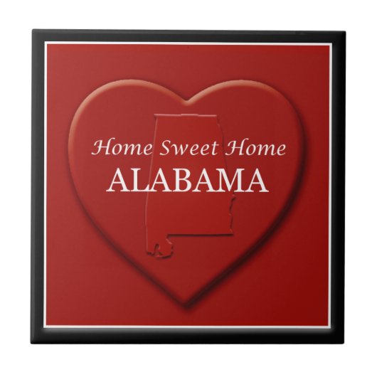 Alabama Home Sweet Home Heart Map Tegel Tegeltje (Voorkant)