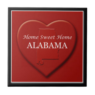 Alabama Home Sweet Home Heart Map Tile Tegeltje