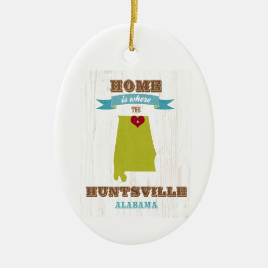 Alabama, Huntsville Map - Home is waar Keramisch Ornament (Voorkant)