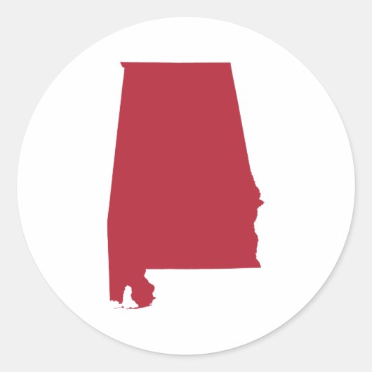 Alabama in het rood ronde sticker (Voorkant)