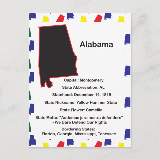 Alabama Informatie Educatief Briefkaart (Voorkant)