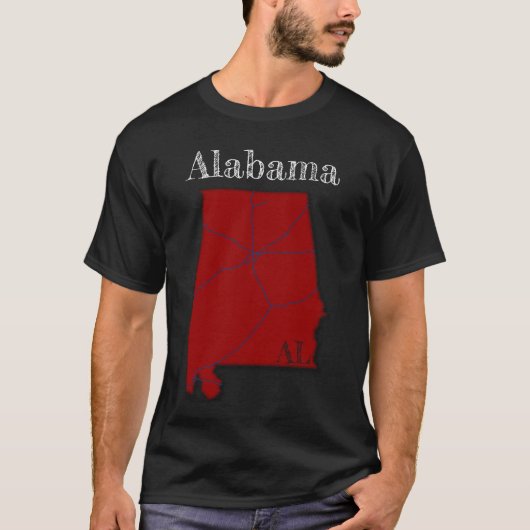 Alabama Interstates [Berry Red Design] T-shirt (Voorkant)