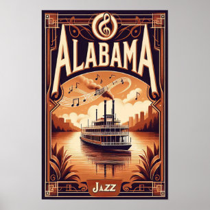 Alabama Jazz Riverboat Poster