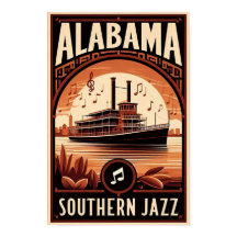 Alabama Jazz Riverboat Poster