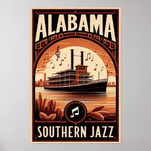  Alabama Jazz Riverboat Poster