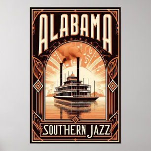  Alabama Jazz Riverboat Poster