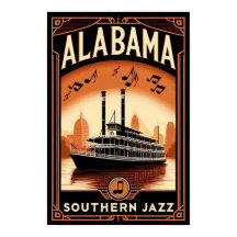 Alabama Jazz Riverboat Poster