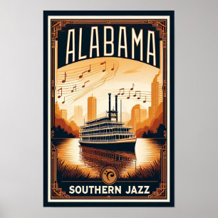  Alabama Jazz Riverboat Poster