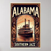 Alabama Jazz Riverboat Poster