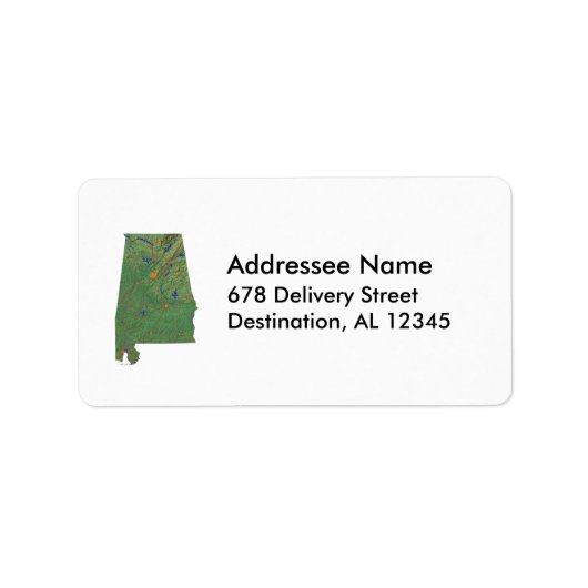Alabama Kaart Adreslabel Etiket (Voorkant)