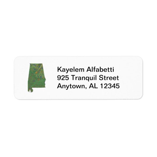 Alabama Kaart Retour Adres Label (Voorkant)