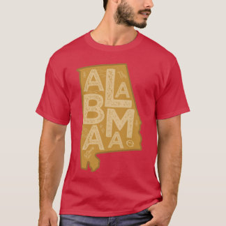 Alabama Kaart Typografie Bruin T-shirt