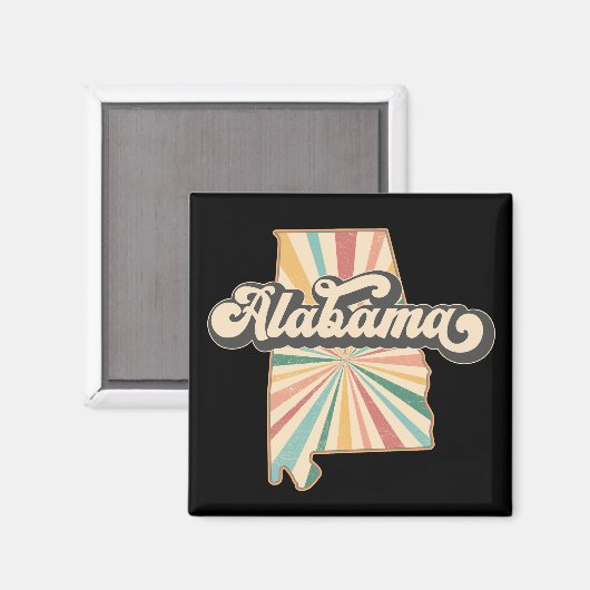 Alabama  Kleurrijke Kaart Magneet (Voorkant / Achterkant)