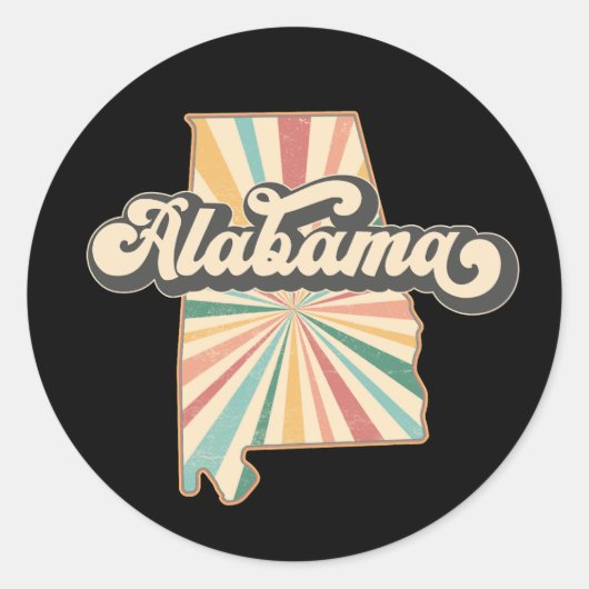Alabama  Kleurrijke Kaart Ronde Sticker (Voorkant)