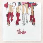 Alabama Ladies Mode Cowboy Boots Crimson Naam Glazen Onderzetter (Voorkant)