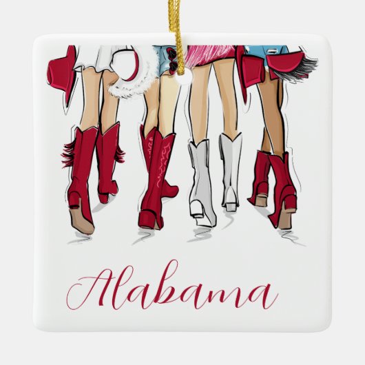 Alabama Ladies Tailgating Red Cowboy Boots Hats Keramisch Ornament (Voorkant)