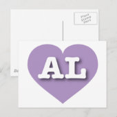 Alabama Lavender Heart - I Love AL Briefkaart (Voorkant / Achterkant)