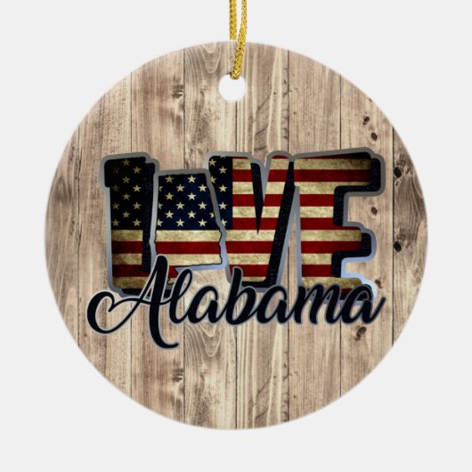 Alabama Love American Flag Star and Stripes Keramisch Ornament (Voorkant)