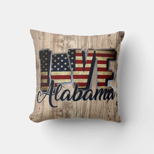 Alabama Love American Flag Star and Stripes Kussen (Voorkant)