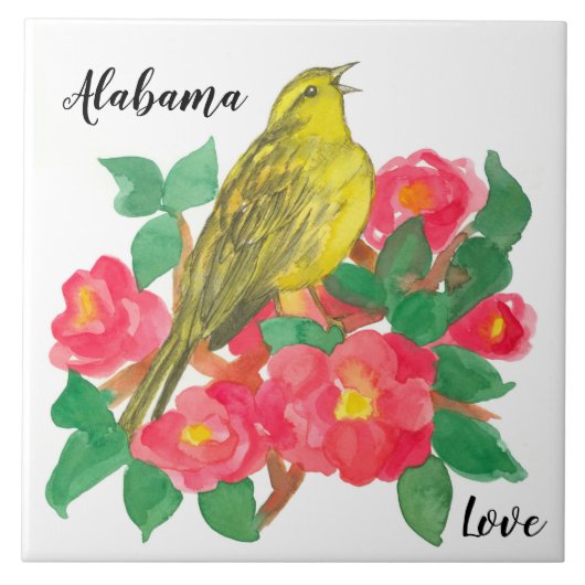 Alabama Love Yellowhammer Camellia Bloemen Tegeltje (Voorkant)