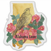 Alabama Love Yellowhammer Roze Camellia Bloem Sticker (Voorkant)
