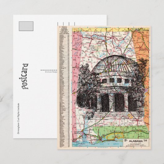 Alabama Map Art Briefkaart (Voorkant / Achterkant)