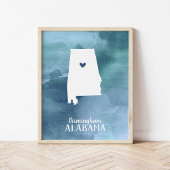 Alabama Map Blue Waterverf Specialized Art Poster