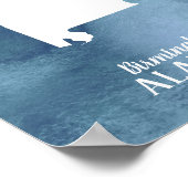 Alabama Map Blue Waterverf Specialized Art Poster (Hoek)