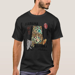 Alabama Map, Leopard Flag Map Souvenirs for Men Wo T-shirt