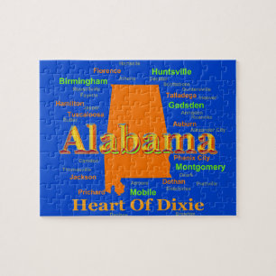 Alabama Map Silhouette Pop Art Legpuzzel