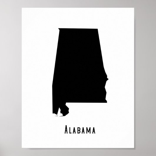 Alabama Map - Zwarte en Witte Modern Alabama Map Poster (Voorkant)
