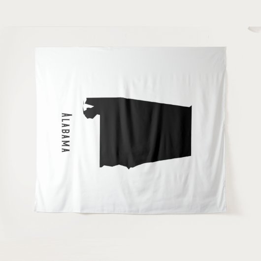 Alabama Map - Zwarte en Witte Modern Alabama Map Wandkleed (Voorkant (horizontaal))
