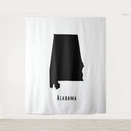 Alabama Map - Zwarte en Witte Modern Alabama Map Wandkleed (Voorkant)