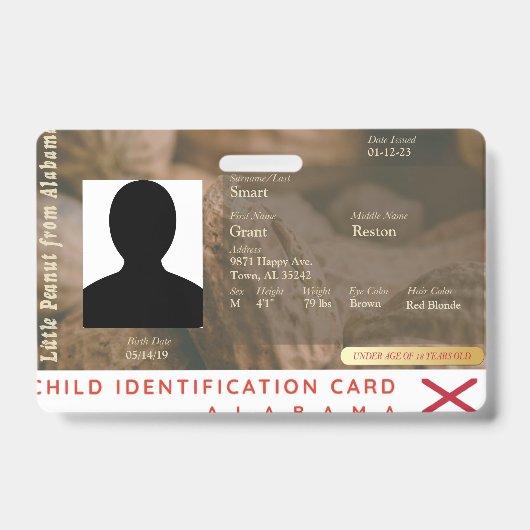 Alabama- Mijn kleine pinda kind ID Badge (Front)