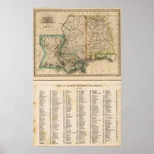 Alabama, Mississippi, Louisiana Poster