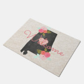 Alabama Monogram State Waterverf Bloemen & Hart Deurmat (Schuin)