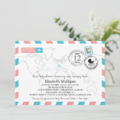 Alabama naar Europa Airmail | Baby Shower Kaart (Staand voorkant)