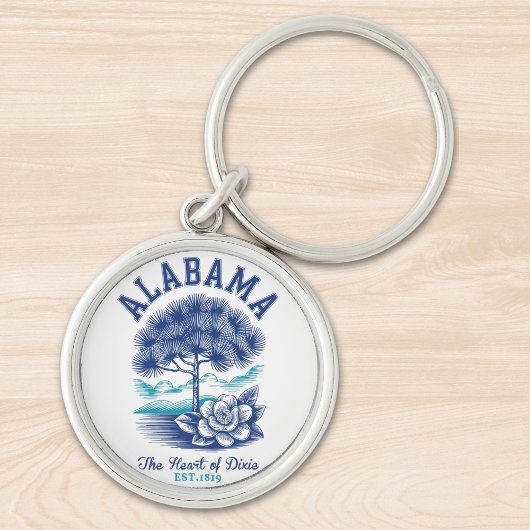 Alabama Nature Design – Camellia Flower and State  Sleutelhanger