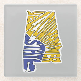 Alabama Nickname Word Art Glazen Onderzetter