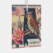 Alabama Northern Flicker Vogel & Camellia Bloem Glas Ornament (Voorkant Rechts)