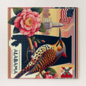 Alabama Northern Flicker Vogel & Camellia Bloem Legpuzzel (Horizontaal)