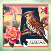 Alabama Northern Flicker Vogel & Camellia Bloem Raamsticker (Vel 3)