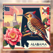 Alabama Northern Flicker Vogel & Camellia Bloem Raamsticker (Vel 2)