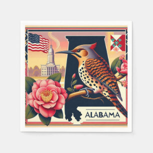 Alabama Northern Flicker Vogel & Camellia Bloem Servet