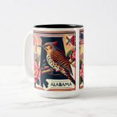Alabama Northern Flicker Vogel & Camellia Bloem Tweekleurige Koffiemok (Voorkant links)