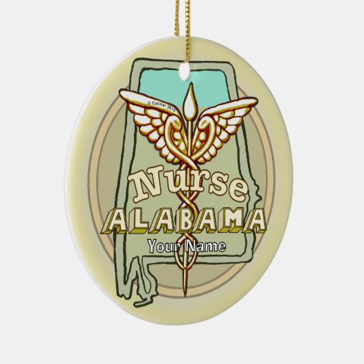 Alabama Nurse Caduceus Keramisch Ornament (Rechts)