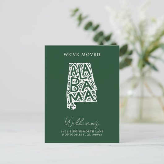 ALABAMA | Onze adreswijziging Briefkaart (Staand voorkant)