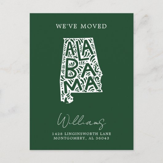 ALABAMA | Onze adreswijziging Briefkaart (Voorkant)