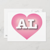 Alabama Pink Fade Heart - Ik hou van AL Briefkaart (Voorkant / Achterkant)